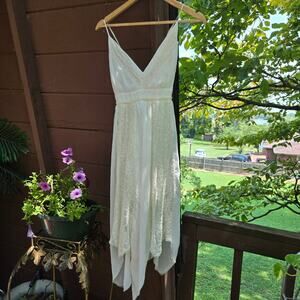 ark & co Boho Fairy Cottage Romantic Babydoll Gauzy Lace Handkerchief Dress M